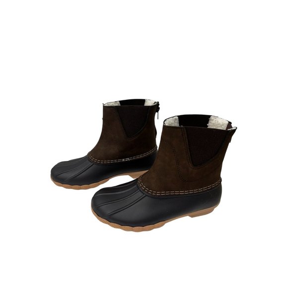 Outwoods Womens Winter Duck Boot Brown Slip On Back Zip Faux Fur Waterproof 10 - Picture 1 of 9
